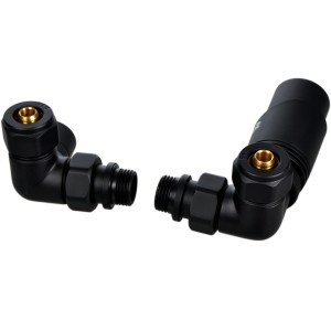 Zestaw termostatyczny osiowy GOSHE czarny mat pex16 PRAWY