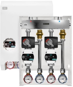 Grupa pompowa DURO SYSTEM 2x  zawór 3-drogowy, 2 sekcje, 25/60